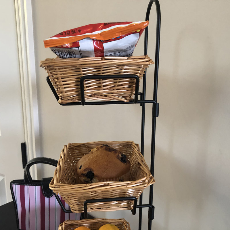 Bayou Breeze® 4 Tier Basket Stand Wicker Basket Bakery Rack